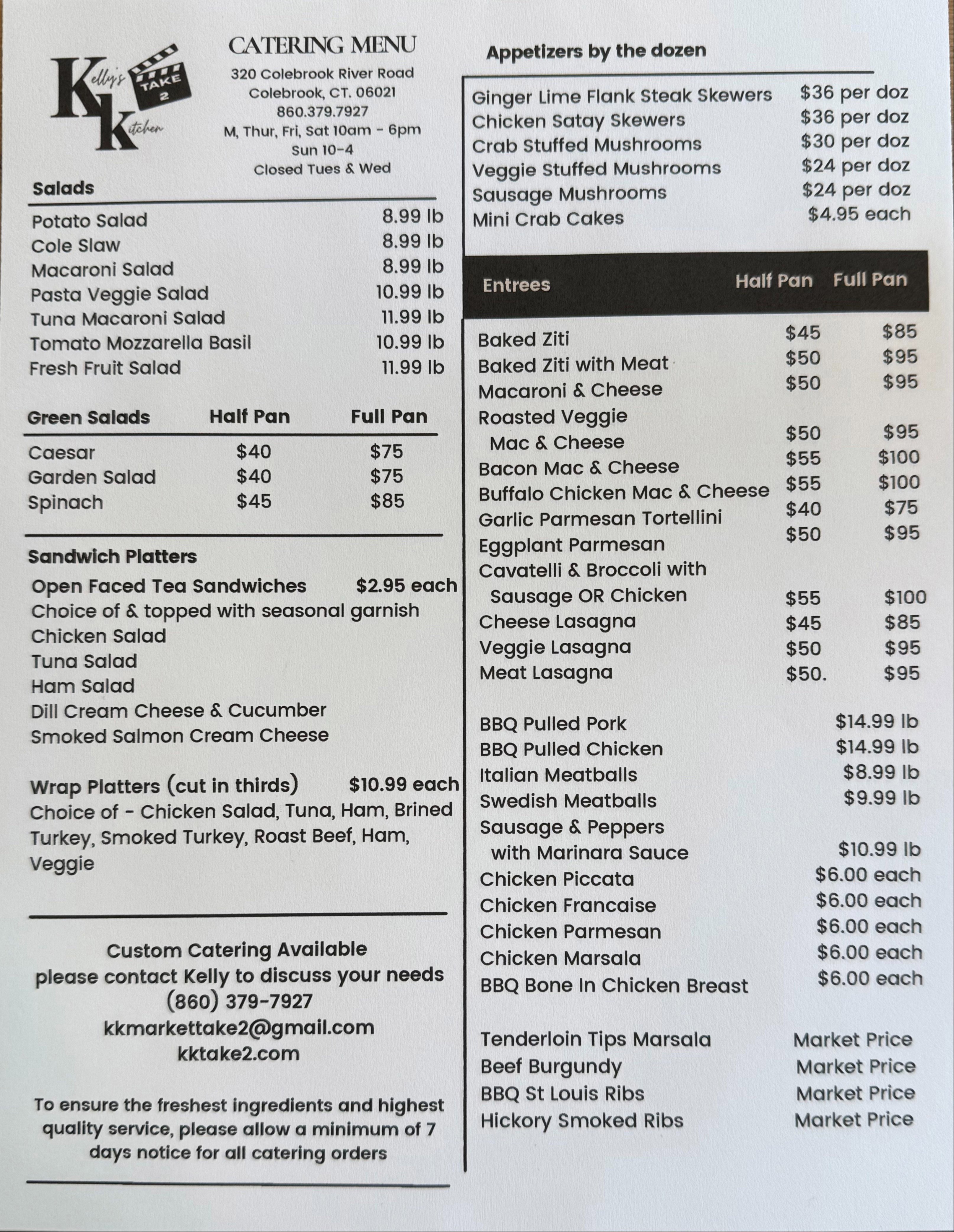 Catering Menu